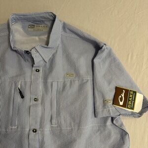 Drake Waterfowl Men's XL Seersucker Vented Short Sleeve Shirt NWT Striped